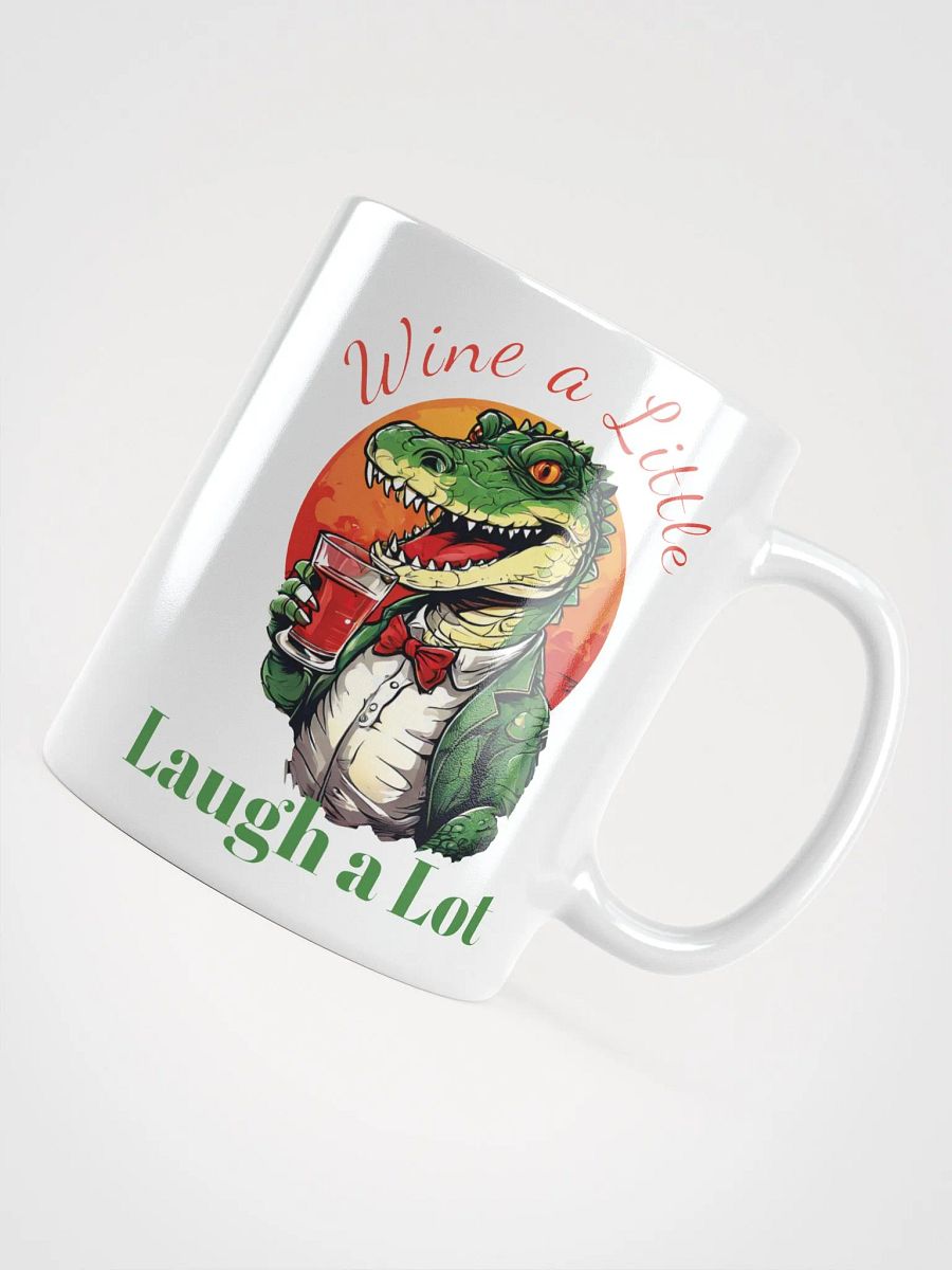 Wine a Little, Laugh a Lot - Unique Funny White Glossy Mug | Cheerful Crocodile with Wine | Perfect Gift for Wine Lovers product image (10)