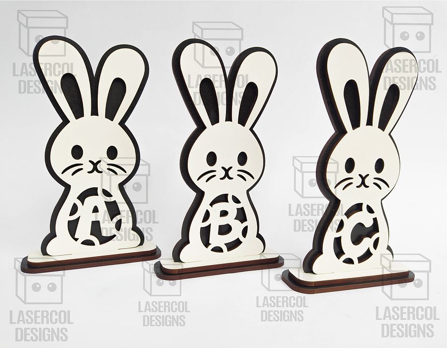 Easter Bunny Monogram Set 1 (3 Sizes) - Laser Cut Files product image (3)
