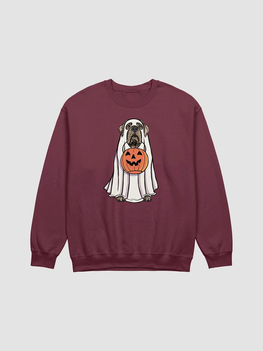Funny Halloween Neapolitan Mastiff Sweatshirt | Funny Dog Wearing a Ghost Costume and Holding a Pumpkin Basket product image (12)