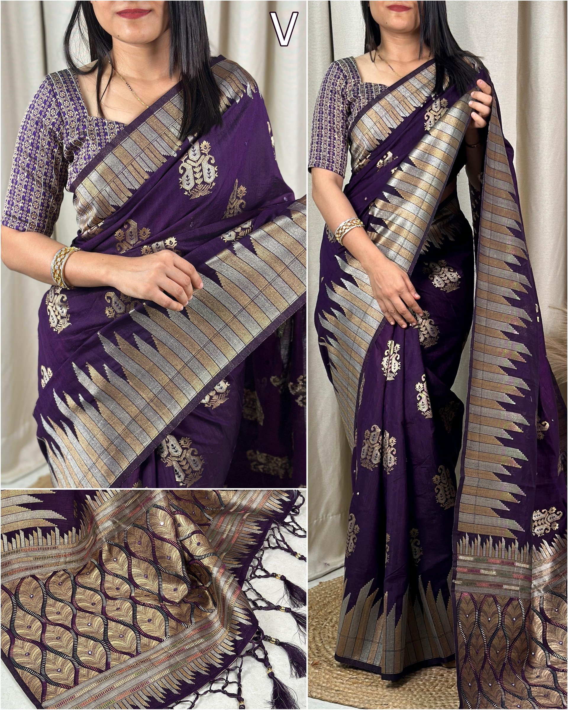 festive beauty with Richness of jacquard and Minakari weaving blouse product image (5)