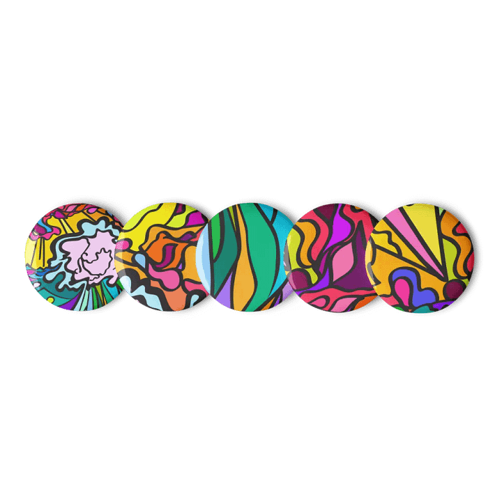 Vibrant Abstract Button Set – Wave at Sunset product image (1)