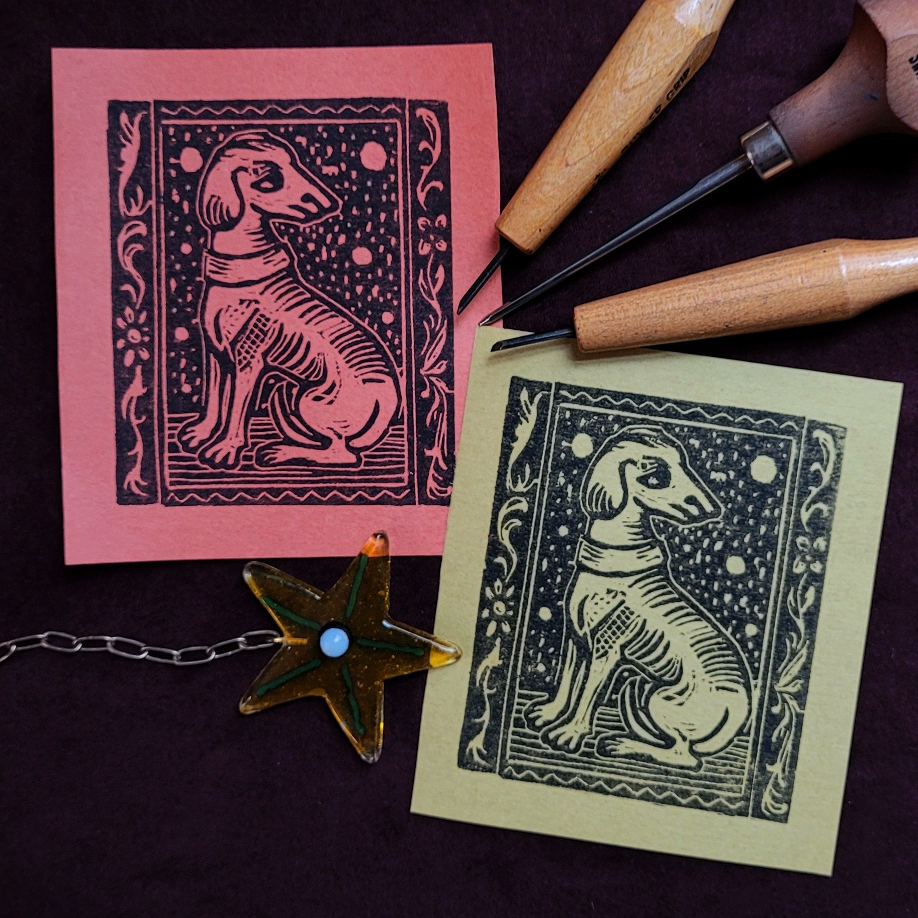 Medieval Dog Woodcut Print product image (1)