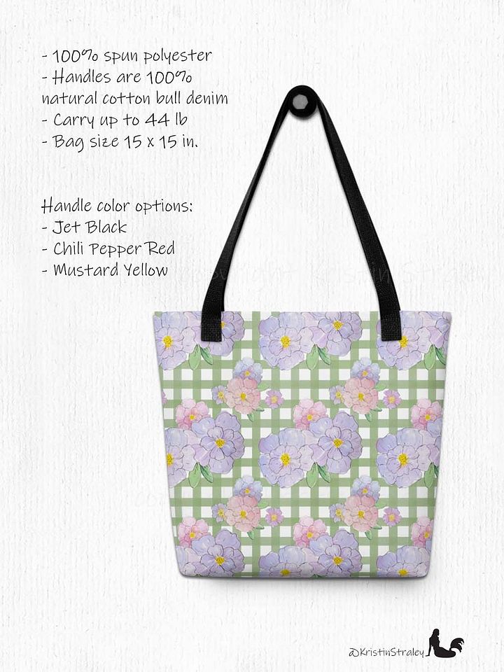 Gingham Blossoms - Med Lavender Flowers on Green Gingham product image (2)