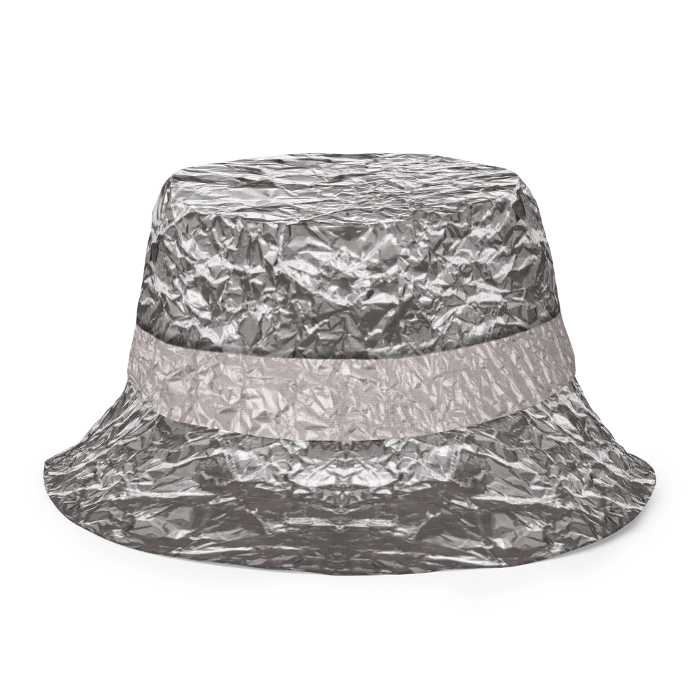 Secret Bob Nova Tin Foil Hat- Reversible All Over print gray and foil print bucket hat product image (9)