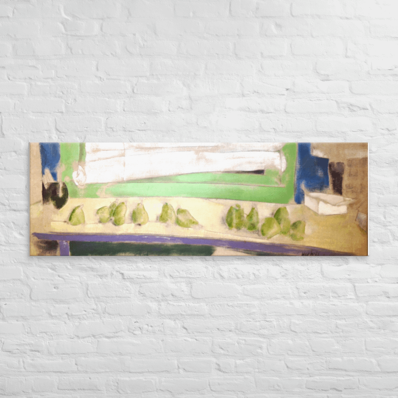 Twelve Pears on a Studio Bench (1986) on canvas (20" x 60") product image (3)