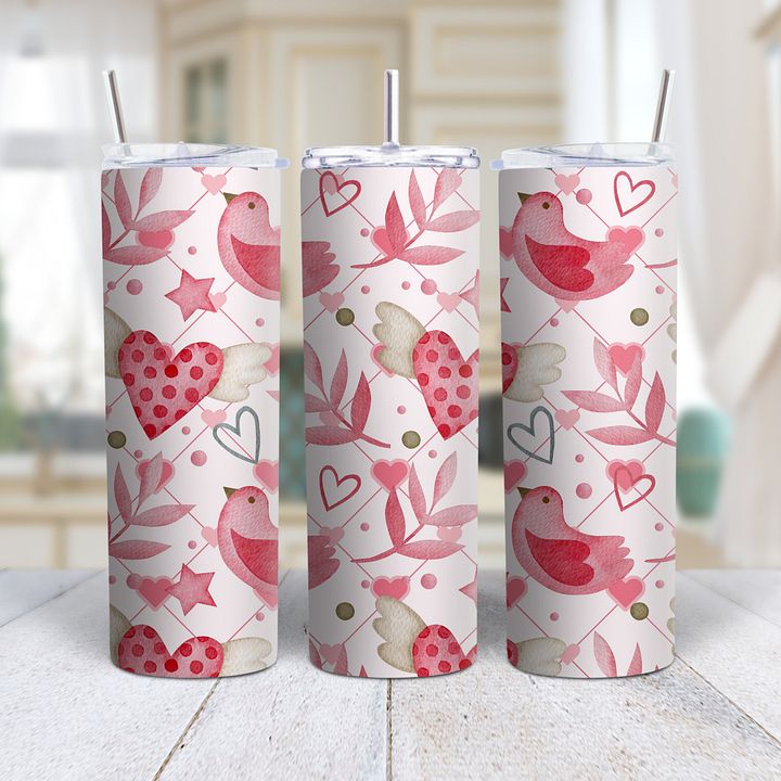 Hearts On Wings Skinny Tumbler Wrap product image (1)
