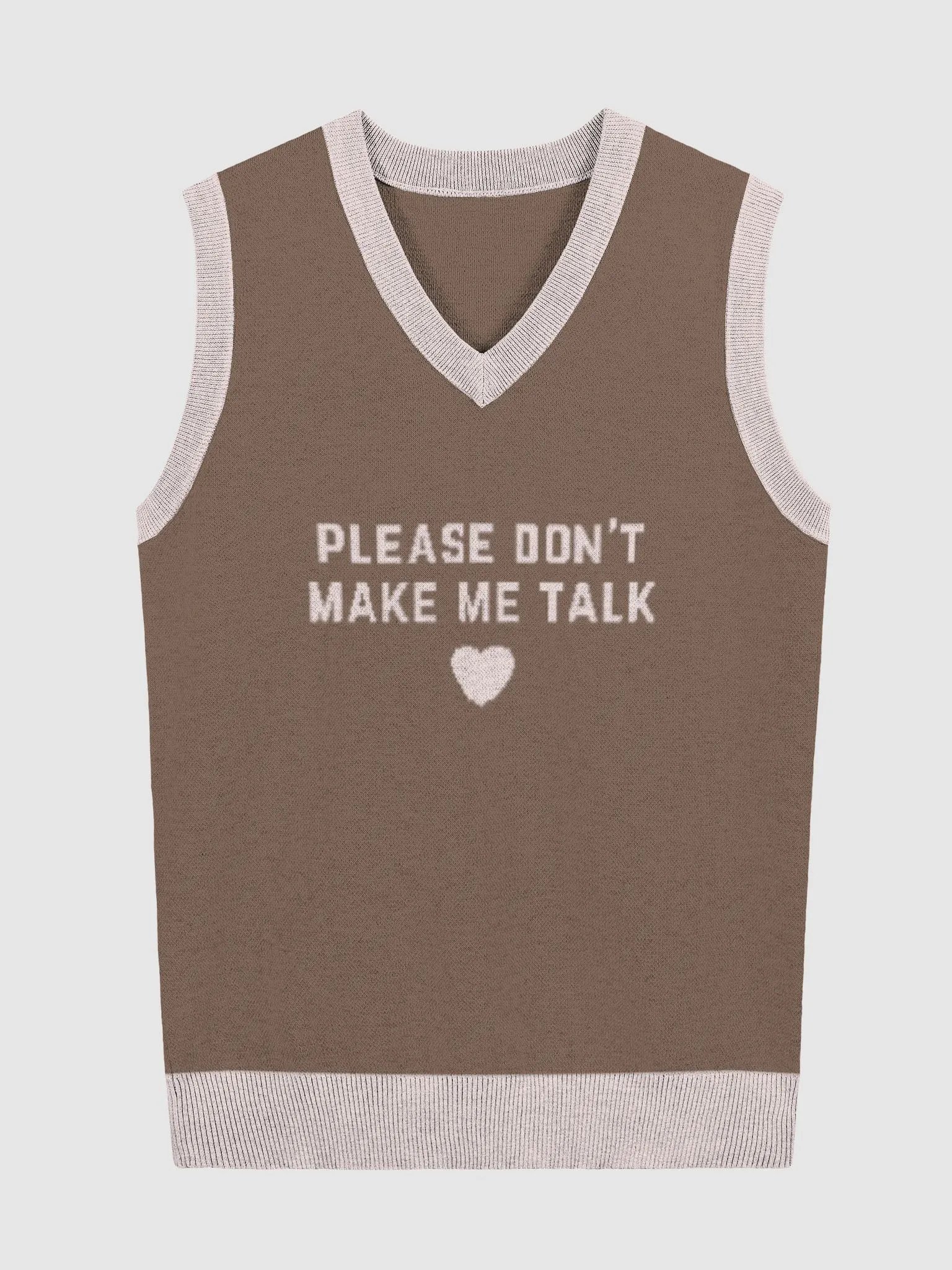 PLEASE DON'T MAKE ME TALK (light pink and brown) knitwear vest product image (1)