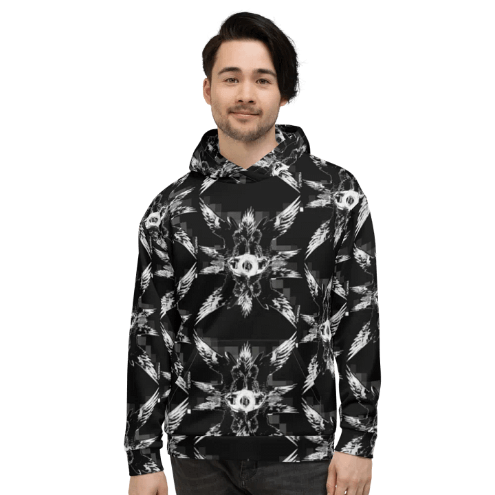 White Glitched Seraphim Angel AOP Hoodie product image (2)