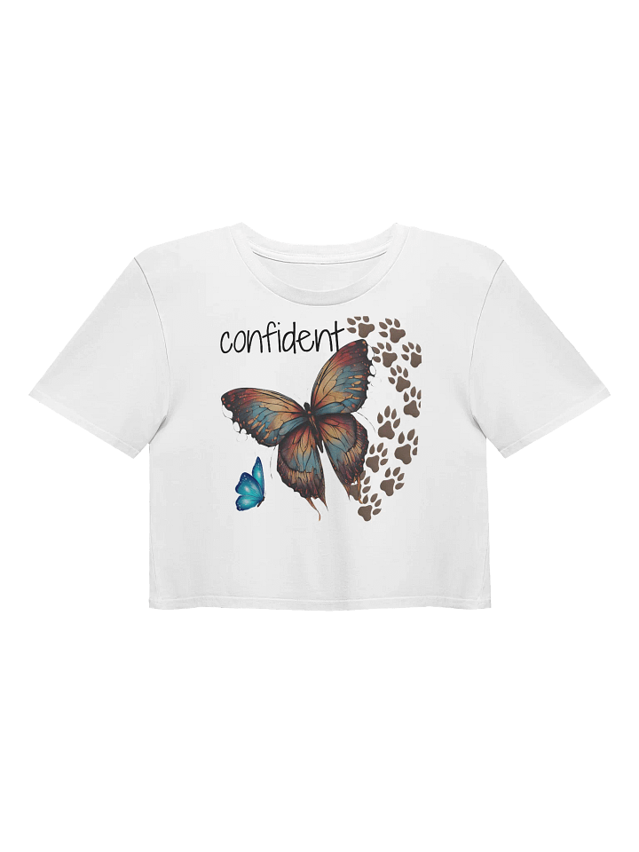 Women's Premium Crop Top– "Confident" Quote, with Butterflies & Paw Prints product image (1)