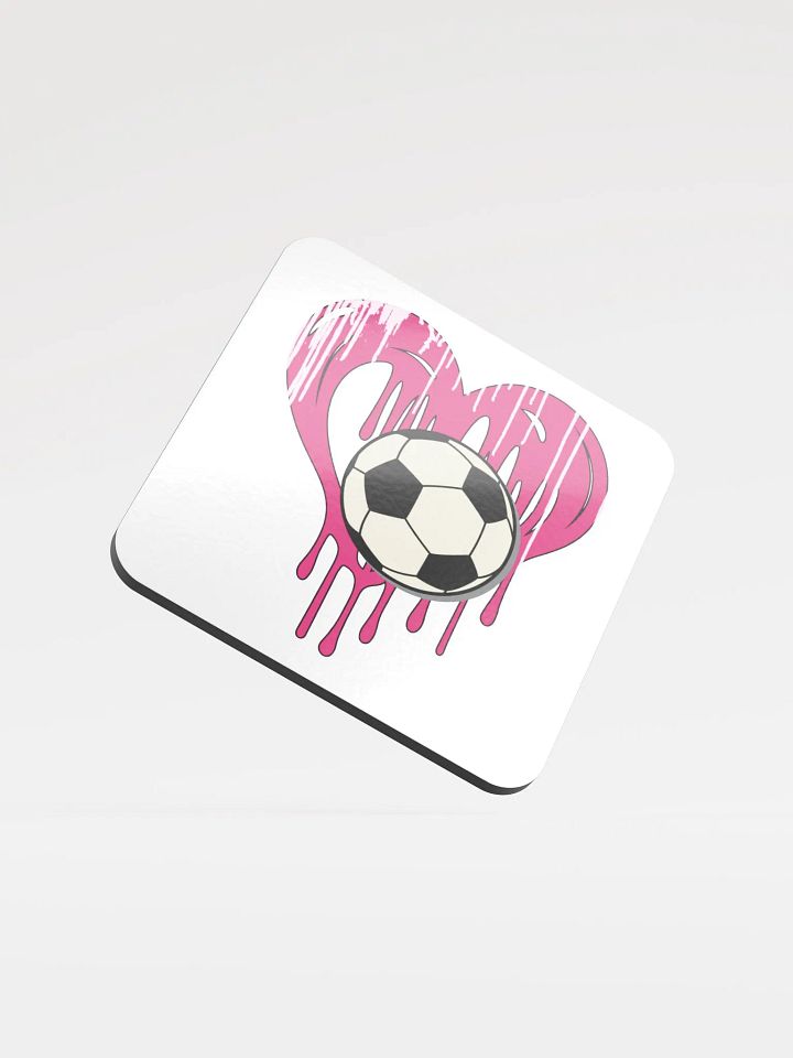 Heart Soccer Dripping Love Cork Coaster product image (1)