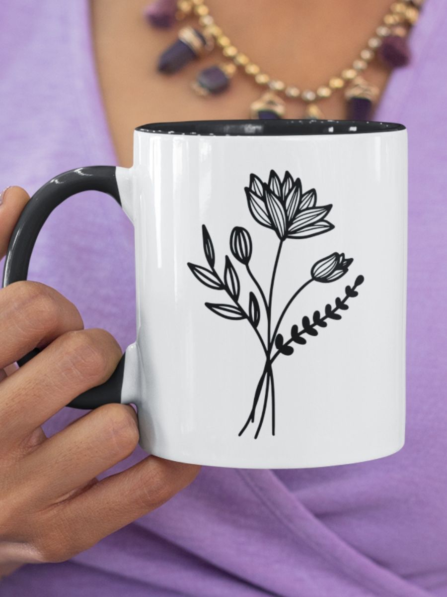 Two Tone Line Birth Flower Mug JULY – Personalized Gift product image (1)