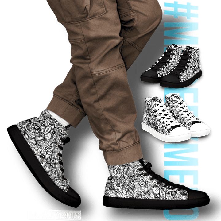 Dark Space Scribble - Men's High Tops | #MadeByMELO product image (1)