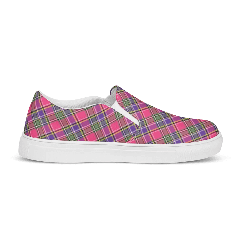 Pink and Purple Vintage Plaid Women's Slip On Shoes product image (5)