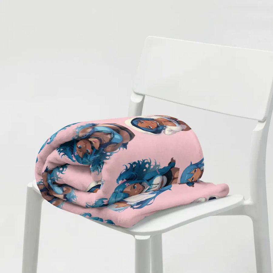 Blue-haired Anime Girl Throw Blanket product image (3)