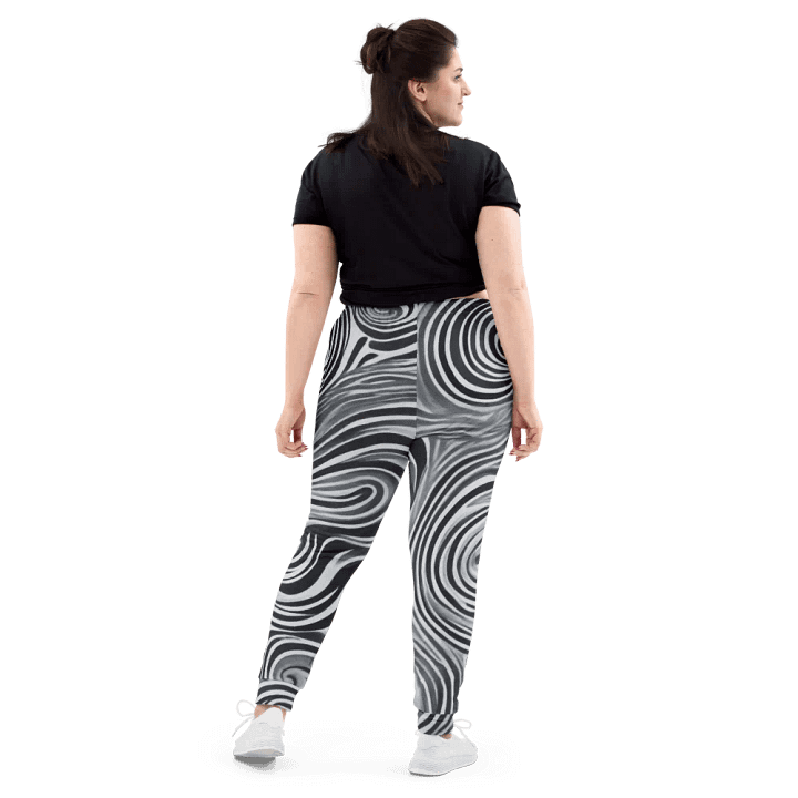 Funky Black and White Noir Liquid Tie-Dye Women's Joggers product image (2)