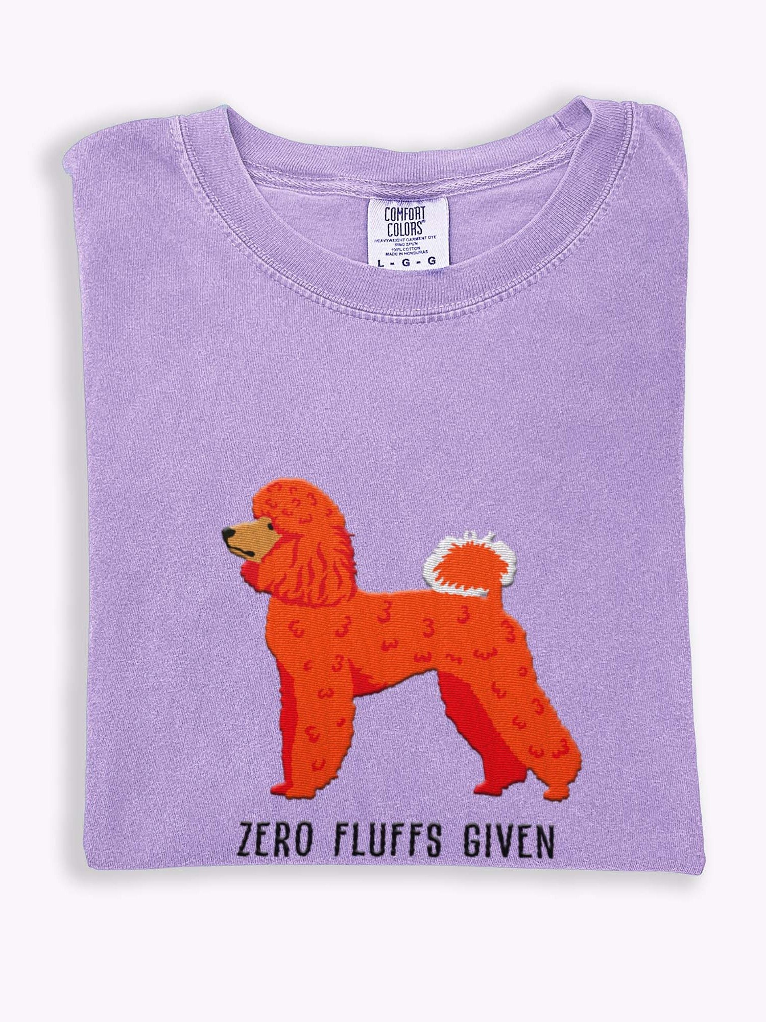 Zero Fluffs Given T-Shirt(Embroidered) of a Miniature Poodle(Red) product image (1)