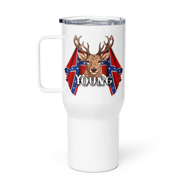 "Young" Rebel Redneck Deer - Travel Mug w/ Handle product image (1)