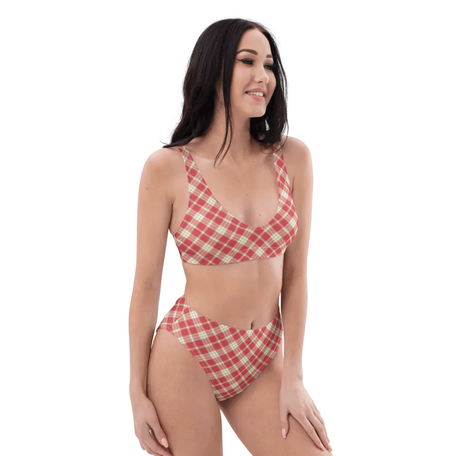 Coral Pink Plaid Bikini product image (5)