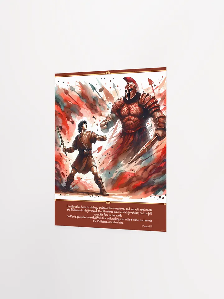 David and Goliath Battle - Christian Bible Verses 1 Samuel 17 - Digital Art Poster product image (2)