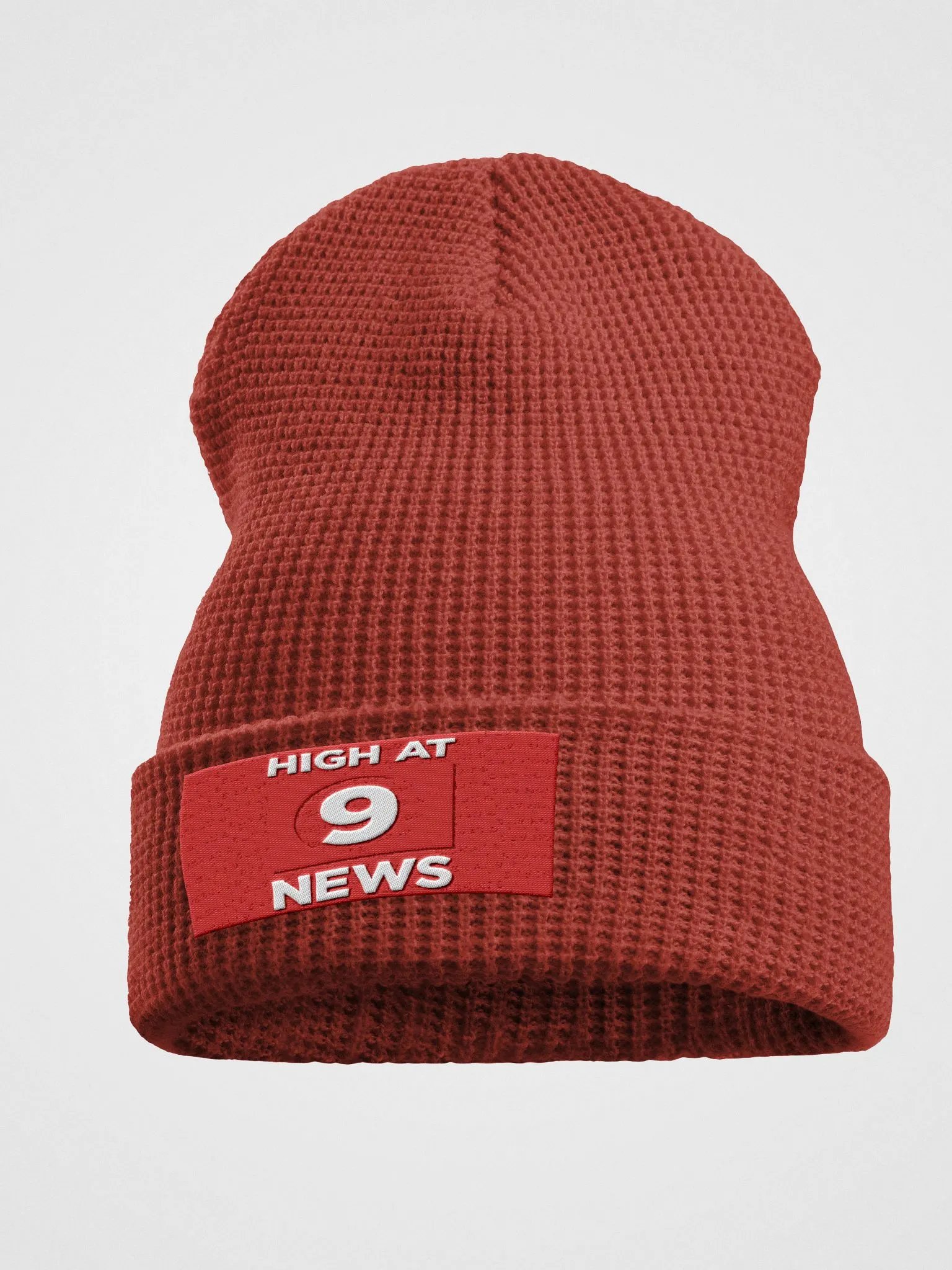 HA9N Official Logo Embroidered Red Waffle Beanie product image (1)