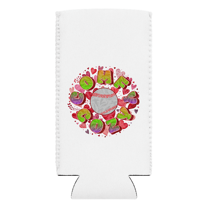Comfy Cozy Baseball Vibrant Heart Can Cooler product image (1)