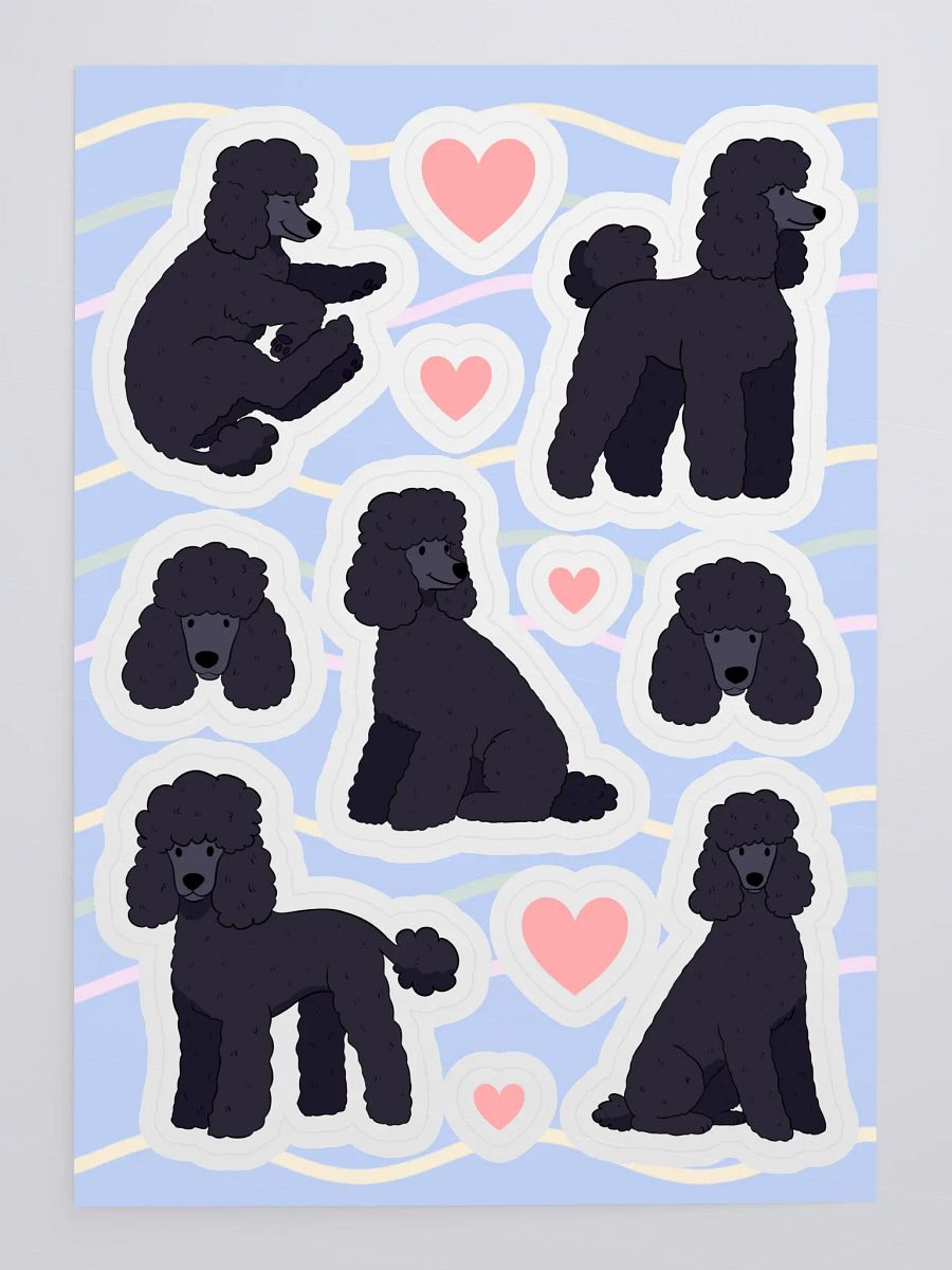 Black Poodle Dog Sticker Sheet product image (4)