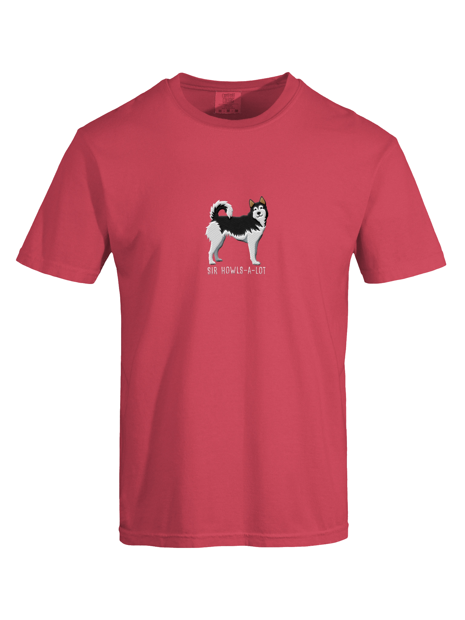 Sir Howls-A-Lot T-Shirt(Embroidered) of a Siberian Husky(Black & White) product image (47)
