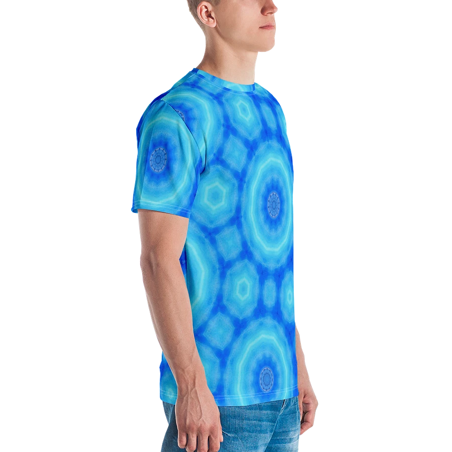 Abstract Circular Pattern in Blues Men's Crew Neck T Shirt product image (3)