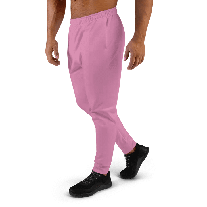 Plain Medium Carnation Pink True Summer Recycled Polyester Premium Men's Joggers by Treasure Pie product image (2)