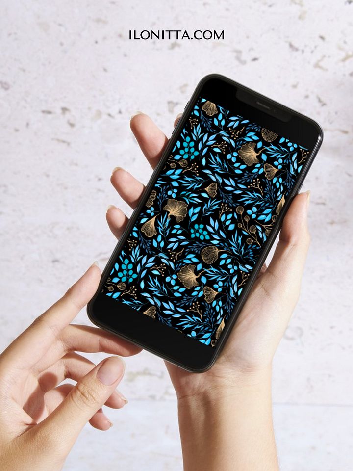 Phone Wallpaper from Blue & Gold Watercolor Bundle product image (2)