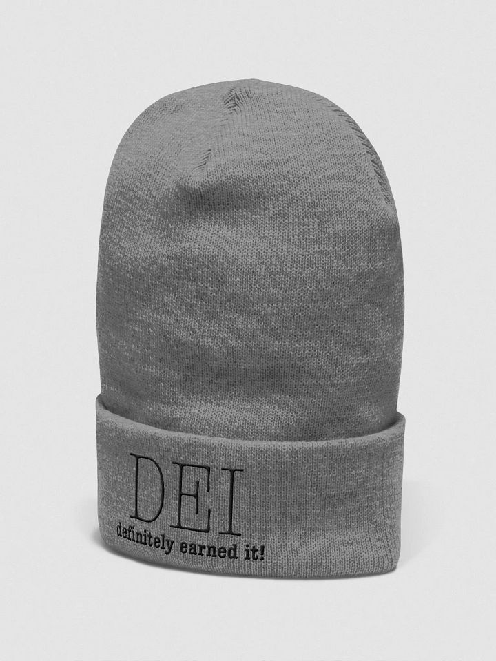 DEI Definitely Earned It Embroidered Grey Beanie product image (2)