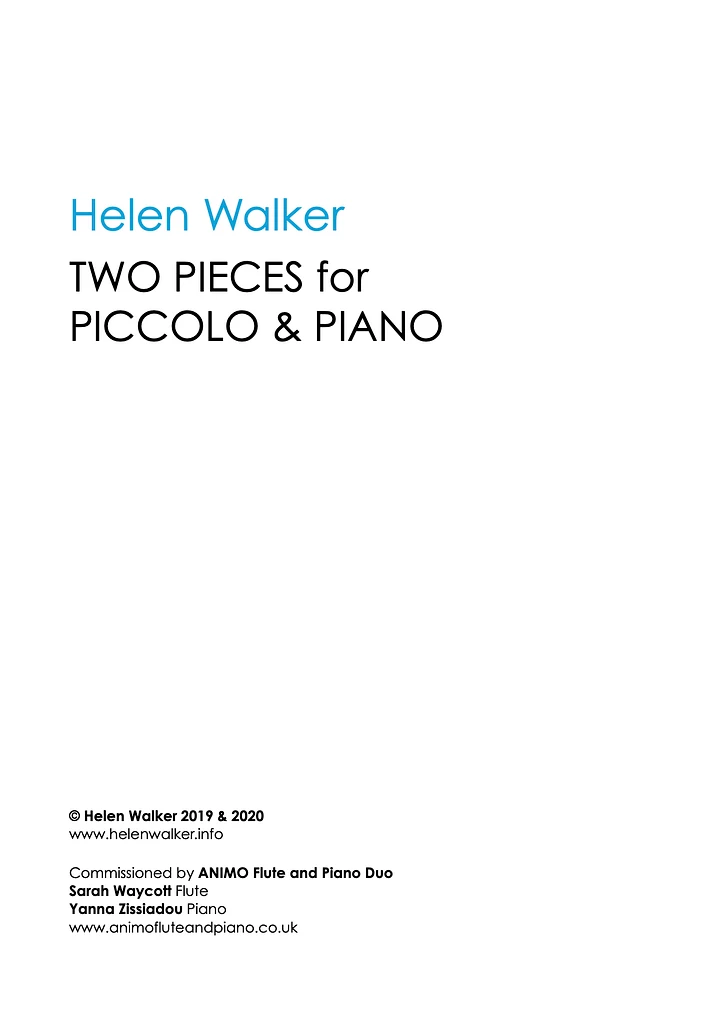 Two Pieces for Piccolo & Piano (Score & Parts) product image (1)