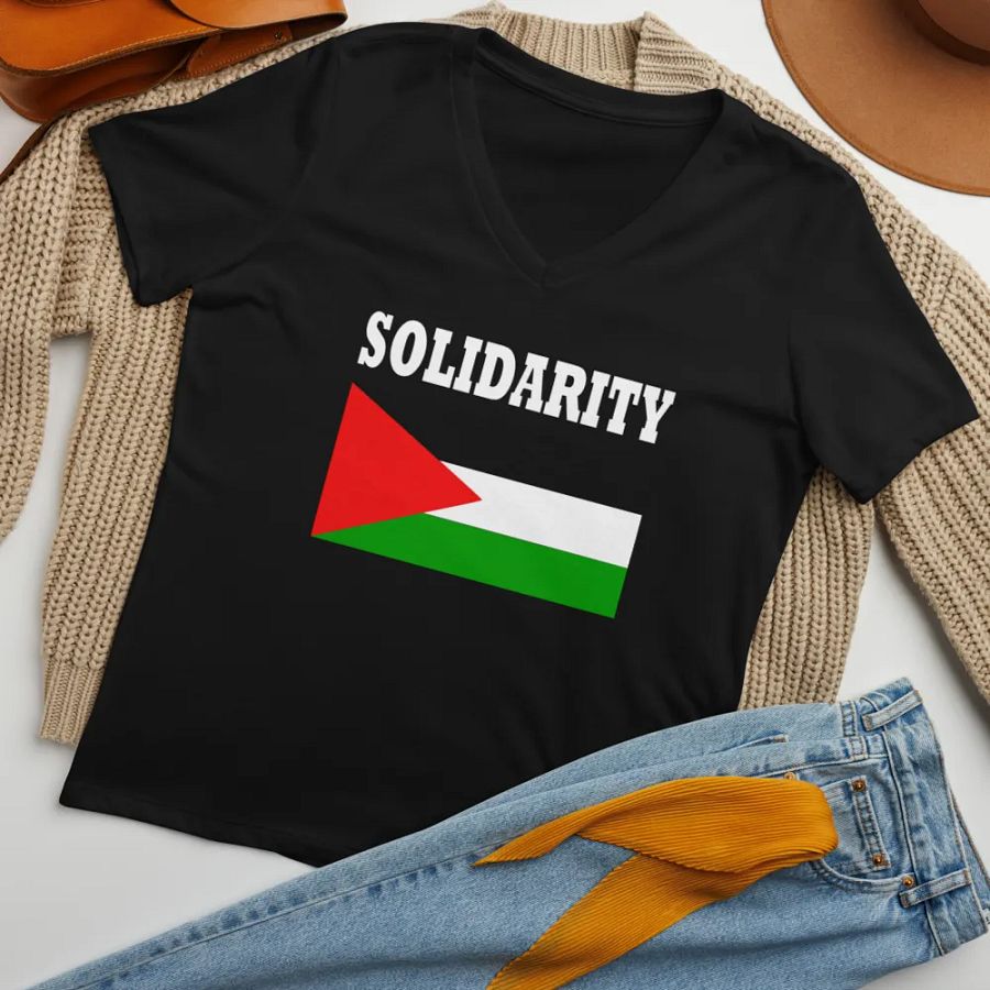 Solidarity Flag Fitted V-Neck T-Shirt product image (7)