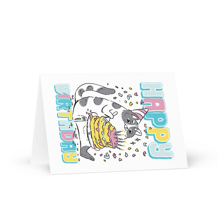 Happy Birthday (Cat With Cake) Birthday Card 5" x 7" product image (1)