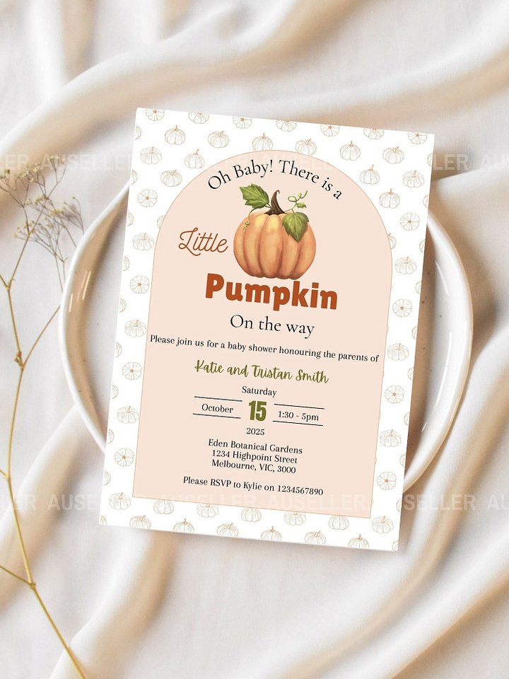 A Little Pumpkin Is On The Way Baby Shower Invitation product image (2)