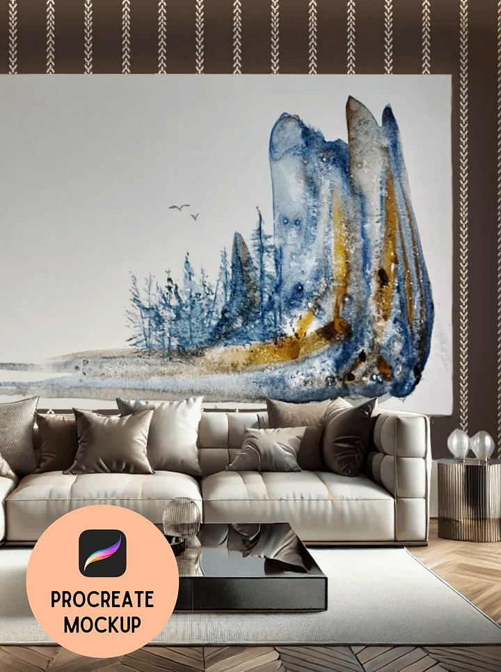 Procreate Mockup – Elegant Living Room Scene for Wallpaper & Art Prints + Business Guide |MaddaMom 250201) product image (1)