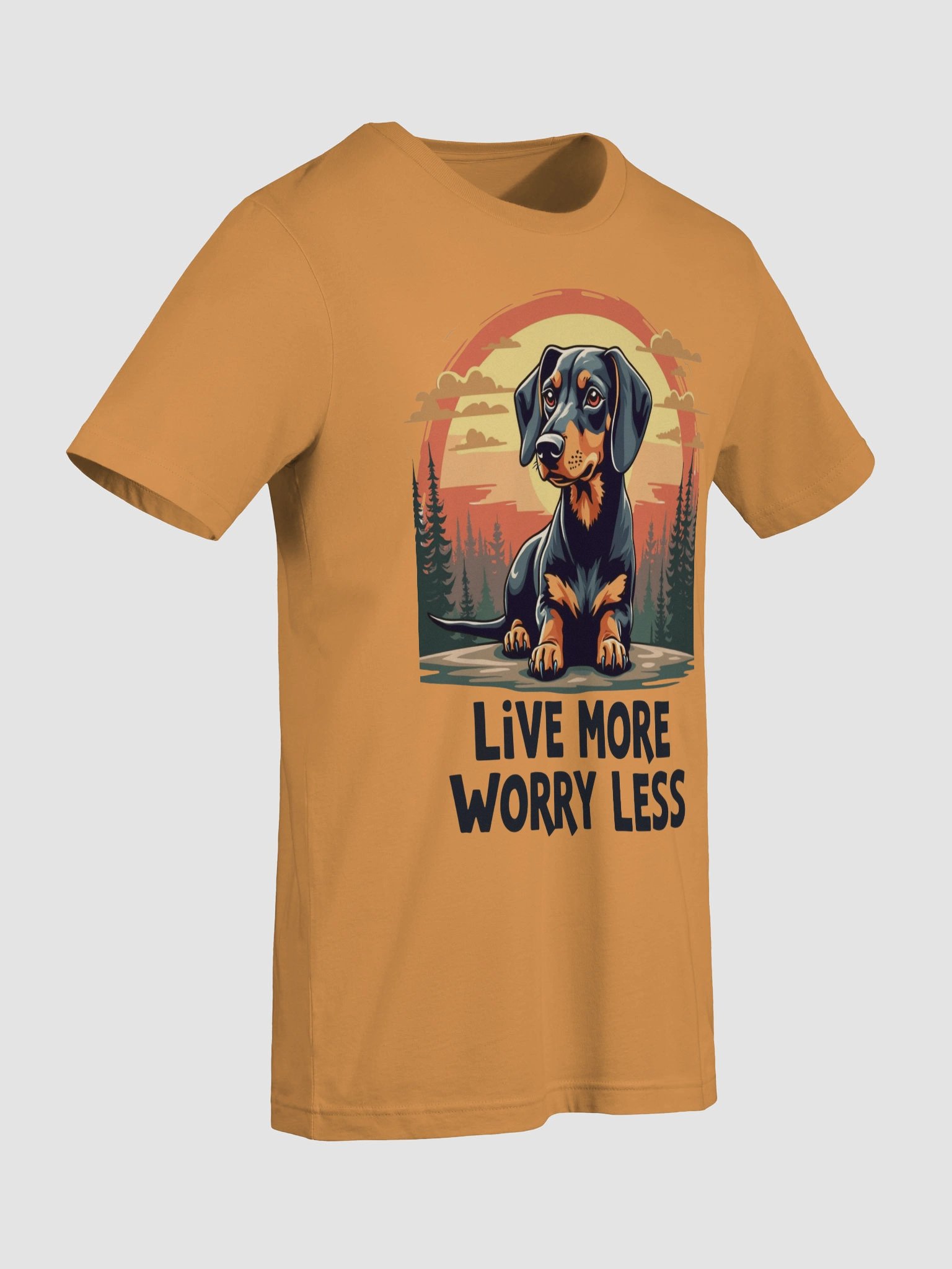 "Live More Worry Less" Dachshund Sunset Tee – Unisex Comfort Fit product image (9)