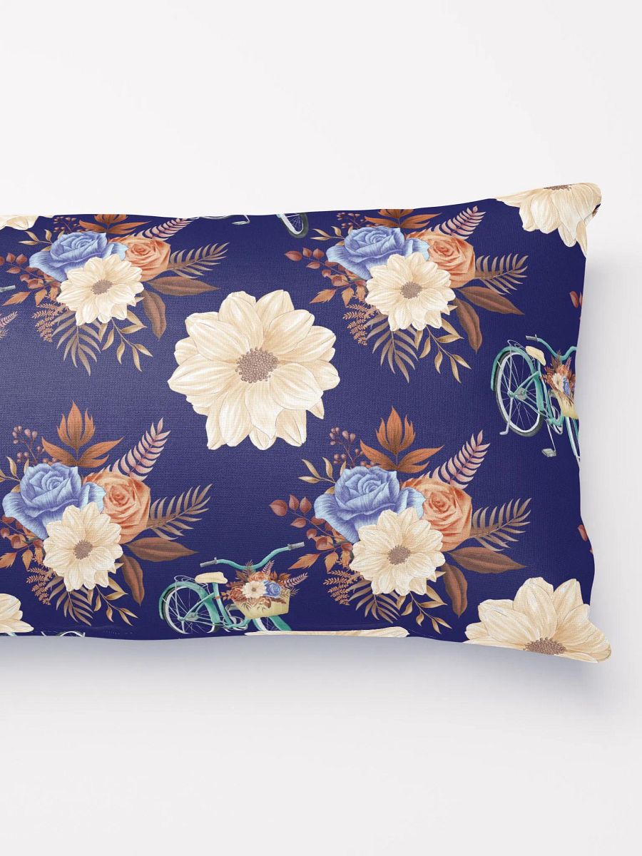 Retro Blue Blossom Throw Pillow product image (4)