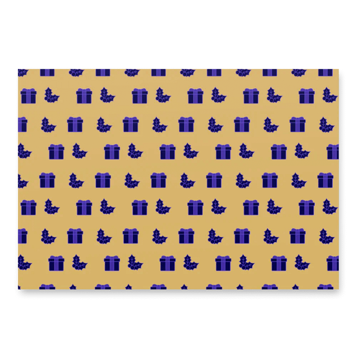 Elegant Holiday Wrapping Paper Set (3 Sheets) - Gold & Navy Christmas Icons product image (2)