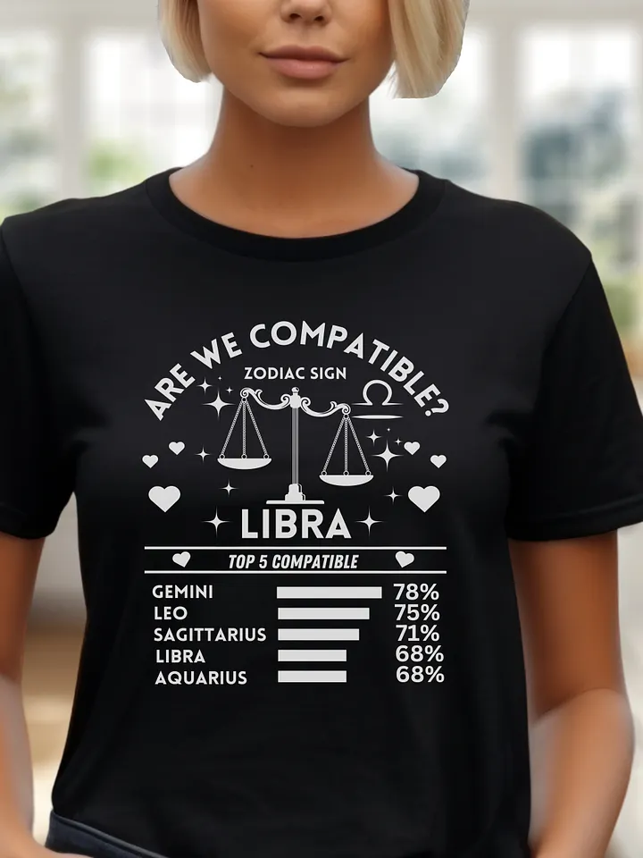 Libra Zodiac Sign Romantic Compatibility T-Shirt - Bella Canvas 3001 Unisex Staple T-Shirt - Dark Colors product image (1)