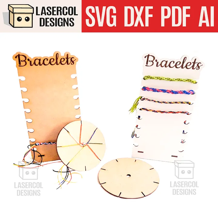 Bracelet Braiding Disc and Stand - Laser Cut Files product image (1)