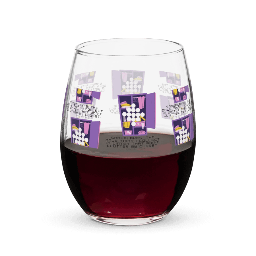 Snowflakes the only thing I collect in winter that won't clutter my closet. Stemless Wine Glass product image (8)