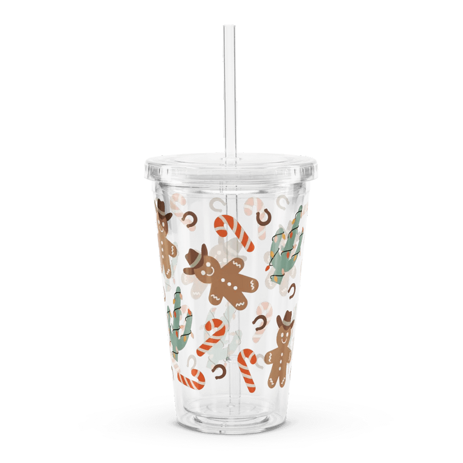 Gingerbread Man Howdy Double Wall Clear Plastic Tumbler (16 oz) product image (3)