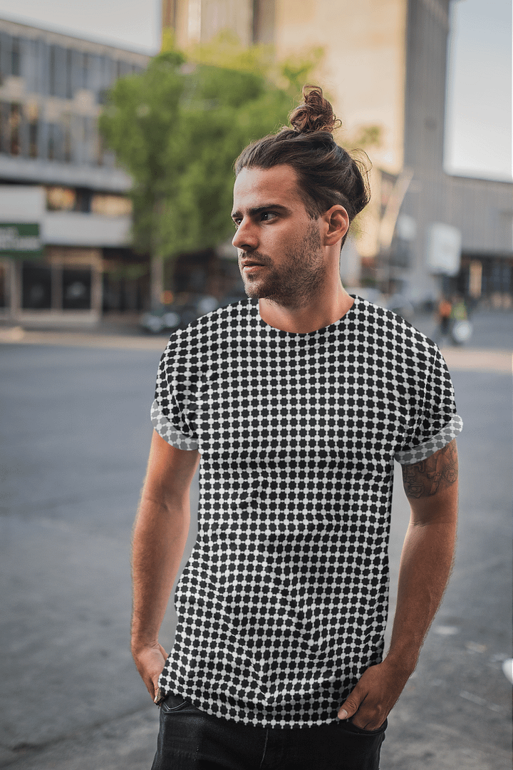 Abstract Black and White Chain Men's Crewneck T Shirt product image (1)