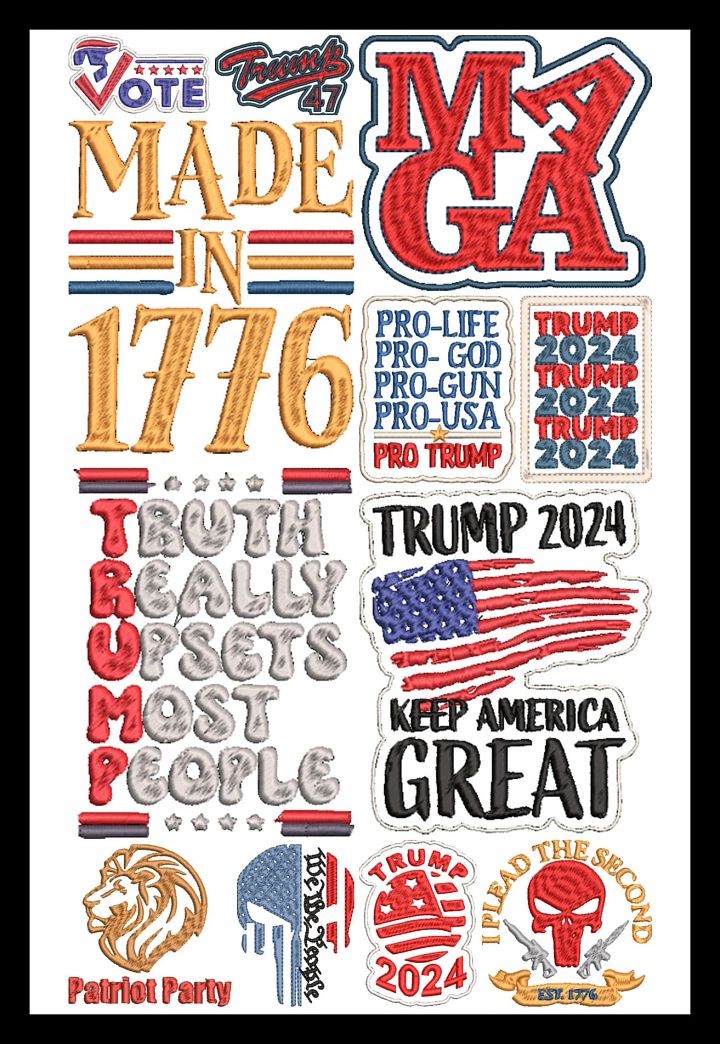 2024 Trump Machine Embroidery Pattern Bundle G product image (1)