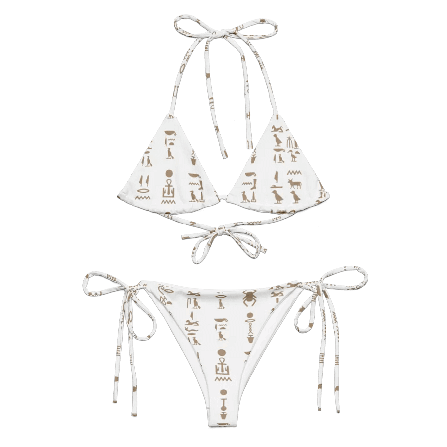 Isis White Hieroglyphs String Bikini product image (1)