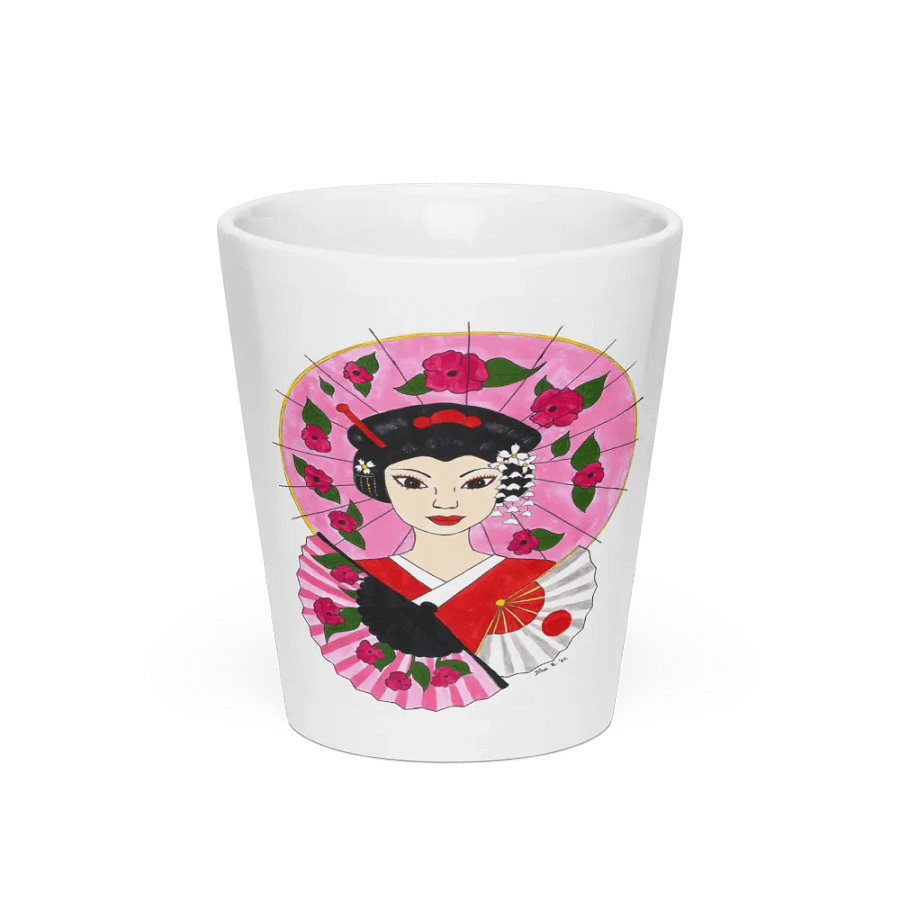 Japanese Geisha (art by Dina R.) acrylic painting - Latte Mug product image (3)