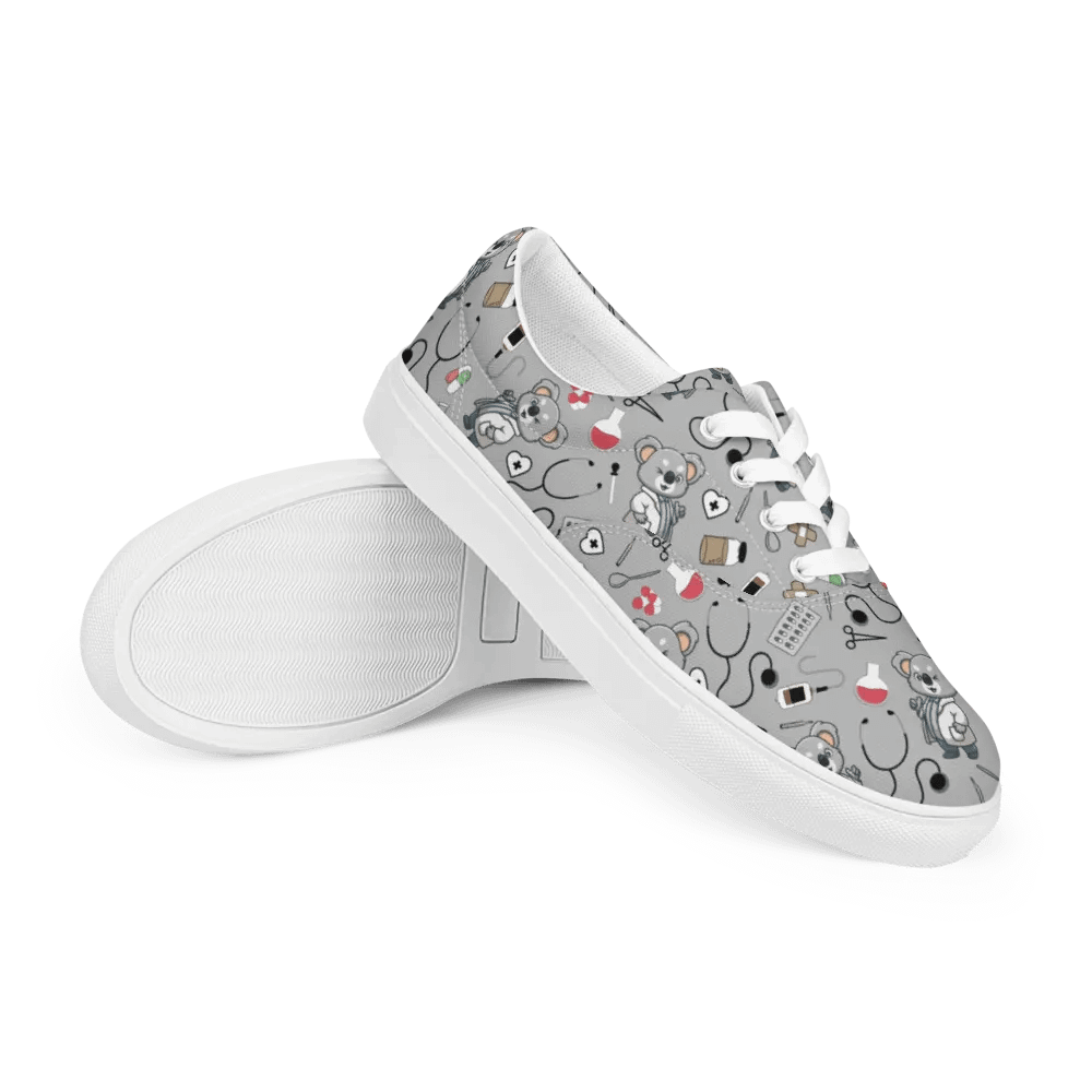 Cute Medical Koala Lace-up Canvas Shoes (Grey) product image (7)