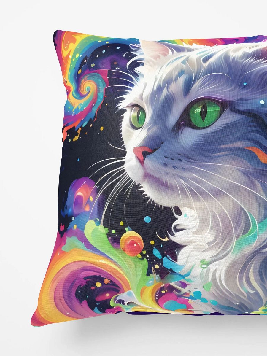 Psychedelic Cat Swirling Rainbow Art Pillow product image (5)