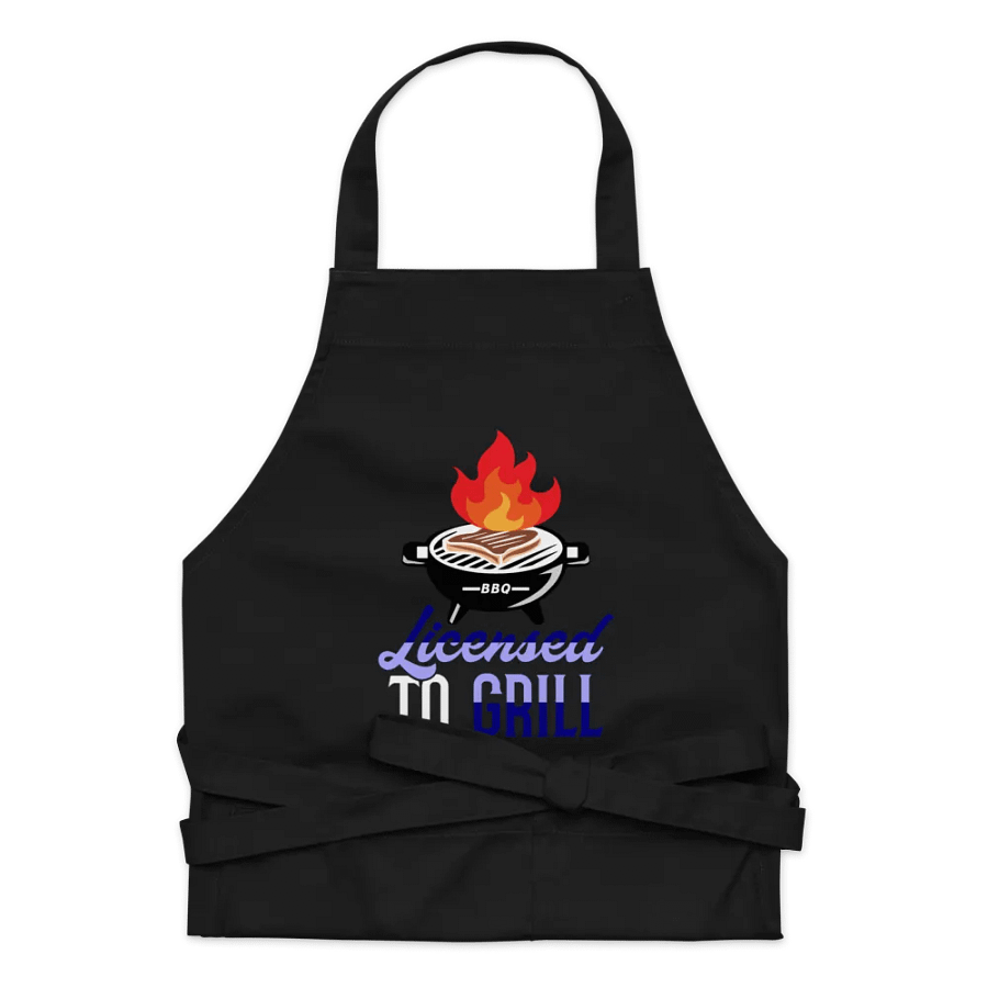 License To Grill- Apron Blue Lettering product image (7)